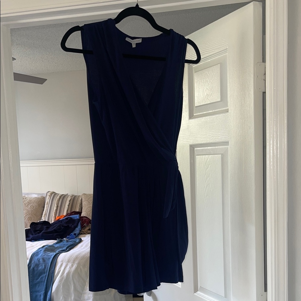 Elegant Navy Blue romper tie waist